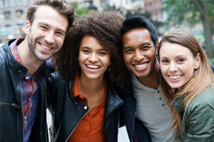 group of smiling friends 