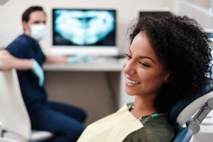 Patient at a dental visit